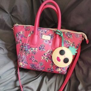 Floral Betsey Johnson medium sized coral bag EUC